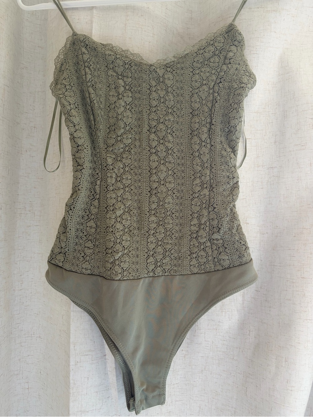 Ambiance Olive Lace Detail Bodysuit